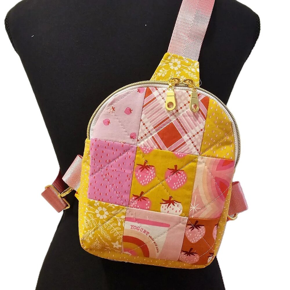 Mav Sling Patchwork Mini Sling Backpack: Ruby Star Society Crossbody Bag